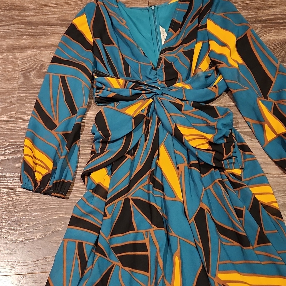 ❤️ RANNA GILL ANTHROPOLOGIE SIDE CUT-OUT ABSTRACT FLORAL MIDI DRESS, MEDIUM - Picture 8 of 13